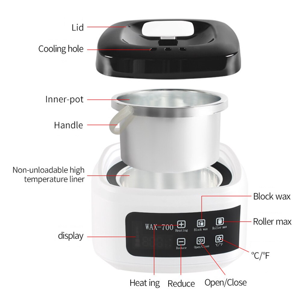 500ml Making Wax Supplies Multi-Functional Wax Heater Smart Unhaired Butter-Bean Wax Melting Machine Wax Machine
