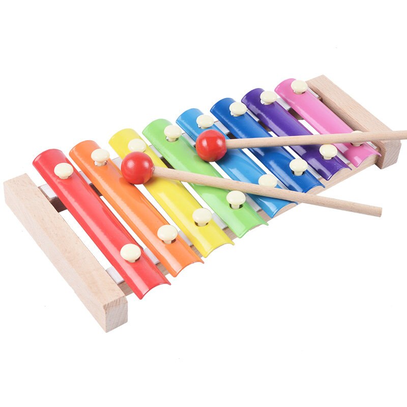 Baby Houten Xylofoon Muziek Speelgoed Klassieke Hand Knock Musical Acht Staal Instrumenten Kleuterschool Supplies Kids