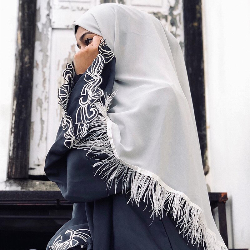 Veer Chiffon Hijab Sjaal Vrouwen Effen Kleur Kwastje Sjaals Grote Omvang Hoofdband Sjaals Cappa Wraps Bandana Islamitische Foulard