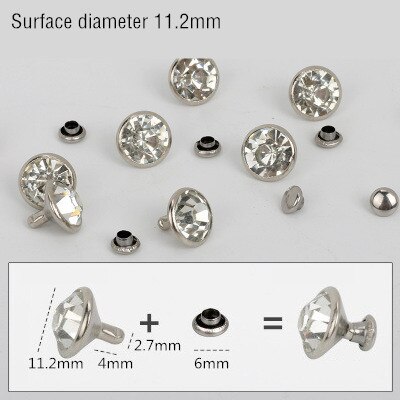 1000Sets 5-11mm Crystal Rhinestone Trim Rivets Diamante Studs DIY Clothing Bag Leather Decorative Rebite Spikes Glass Drill Nail