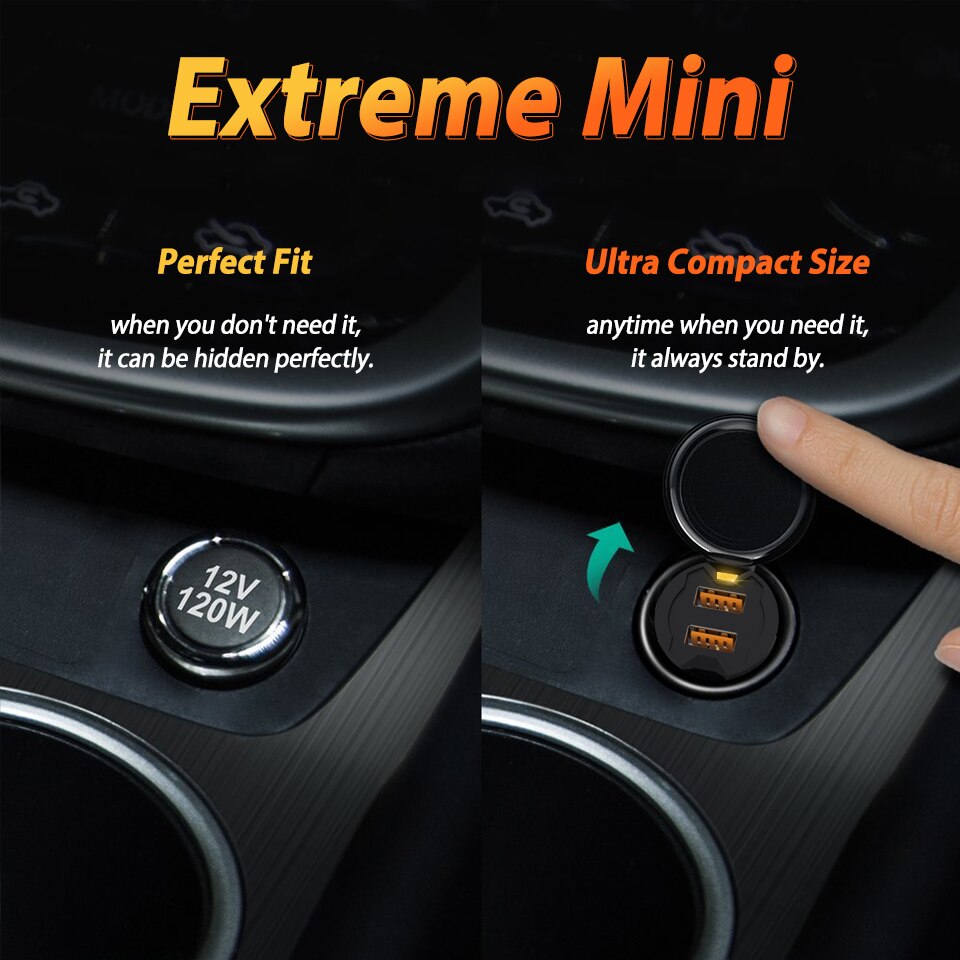 Adaptador de cargador de coche oculto Mini USB Dual 2.1A para samsung galaxy A5 j7 A8 j3 j5 s7 S6 edge S8 note 8, cargador de coche