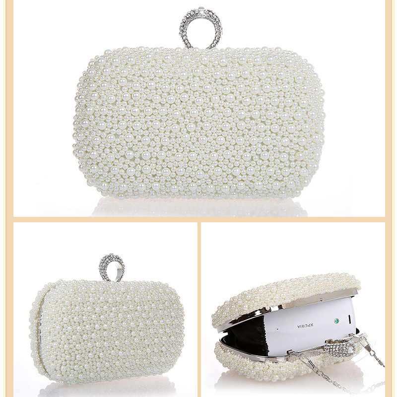 Neue Nachahmung Perle Ring Abendessen Tasche handgenähte Perlen Abendtasche Damenmode hochwertige Clutch Bag Braut Abendtasche