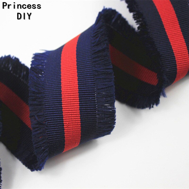 5m/L 45mm Grosgrain Polyester Webbing Striped Red Navy Blue Ribbon Bag Decorated Tape Trim DIY Hairbow Brooch Garment Accessory