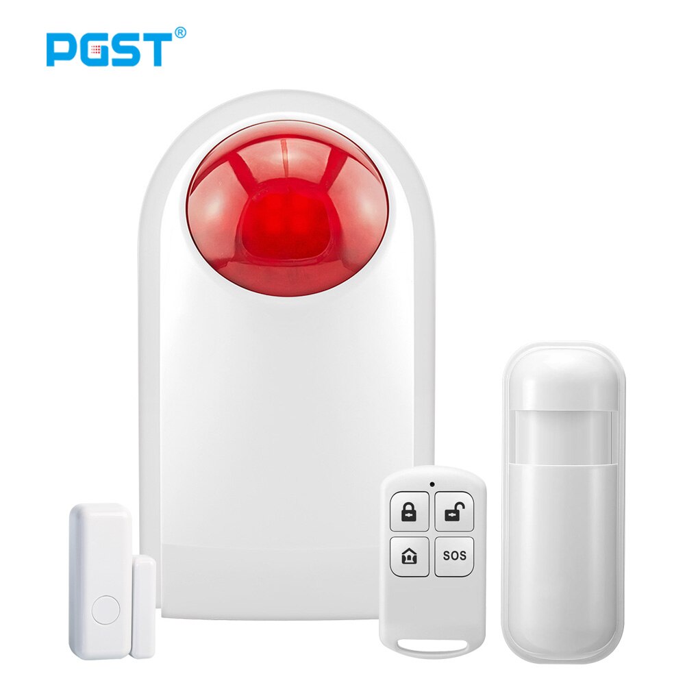 PGST Wireless Siren Indoor Flashing Alarm Sensor for 433MHz Home Security Alarm System Connect with Remote Control: 2.