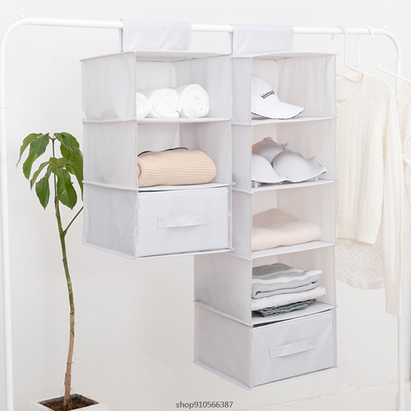 Surblue Opknoping 3-Shelf Closet Organizer Pocket Opvouwbare Wasbare Oxford Stof met 2 Haken Roze XL