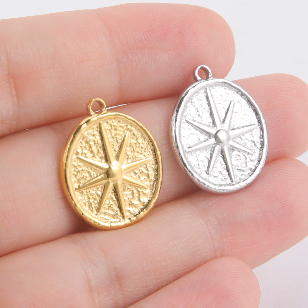 Teamer-abalorios de acero inoxidable con forma de estrella del Norte para joyería, Mini colgante de , suministros de fabricación de joyería DIY, 5 piezas,: Plata / Pistola negra plateada