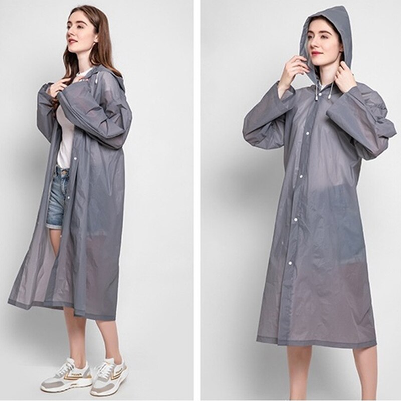 PEVA Women Man Raincoat Thickened Waterproof Rain Poncho Coat Adult Clear Transparent Camping Hoodie Rainwear Suit