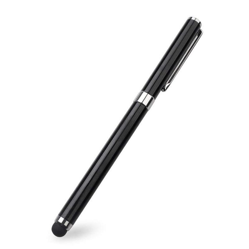 Universal 2 in1 capacitivo stylus para ipad tablet canetas desenho lápis tela caneta de toque estilete caneta inteligente telefone móvel escrita: Black