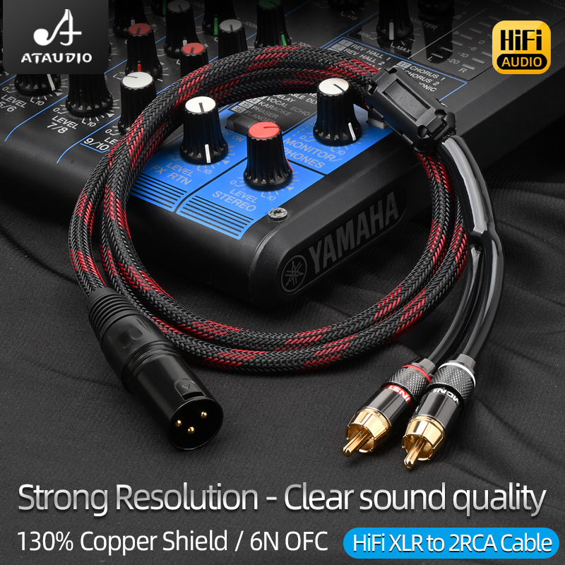 Hifi xlr  to 2 rca-kabel för mikrofonhögtalare hi-end 6n ofc xlr hane och hona jack  to 2 rca-adapterkabel ljudkabel
