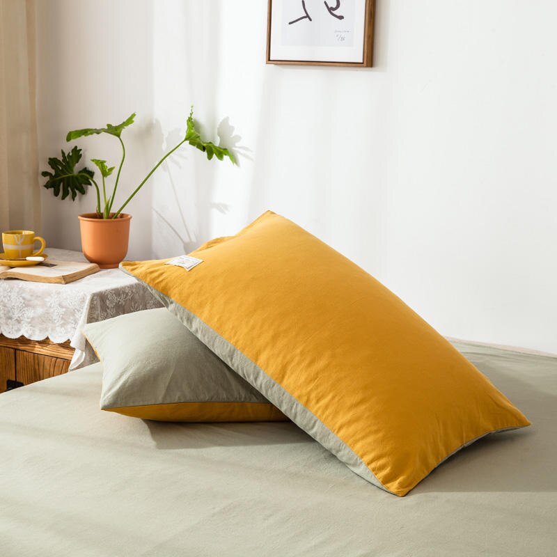 1PC 100% coton jaune taie d'oreiller couverture 48cm * 74cm taie d'oreiller décoratif literie chambre à coucher usage domestique différentes couleurs des deux côtés
