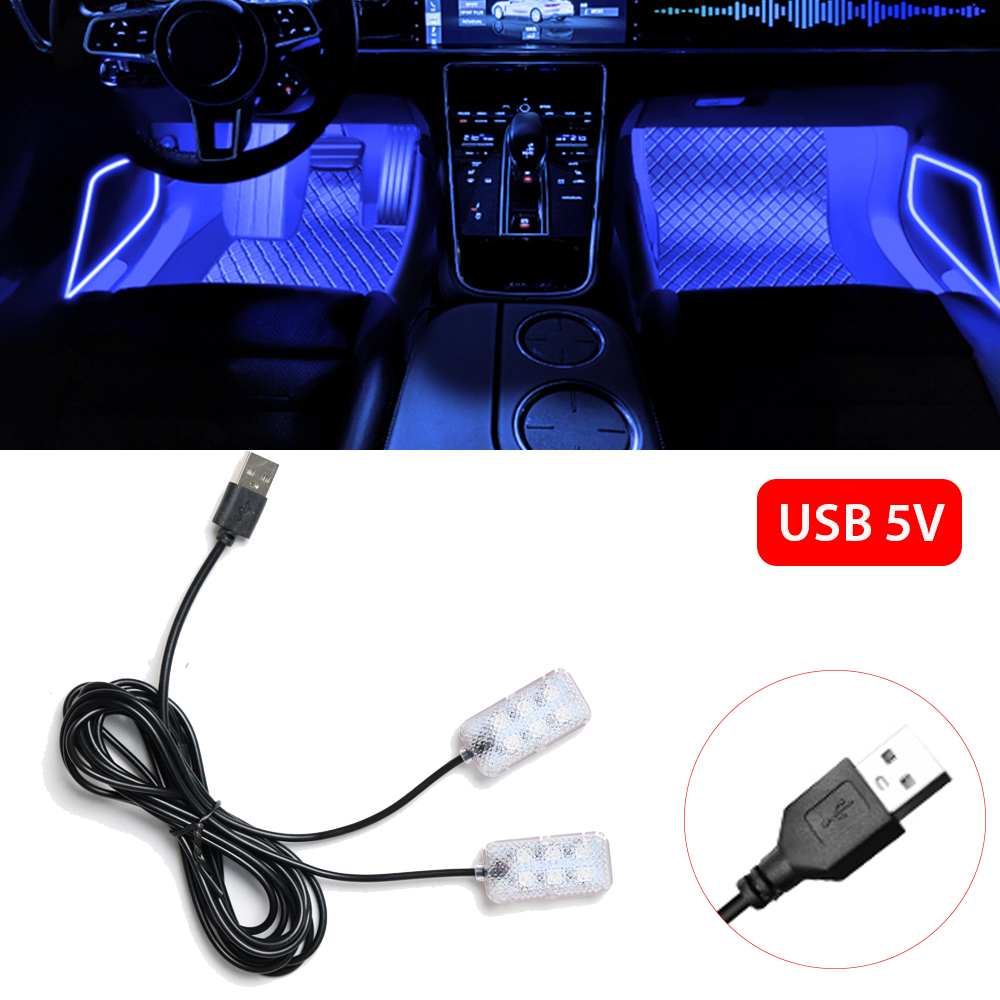 Foot Light Car Accessories ﻿LED Car Interior Ambient Foot Light with USB Atmosphere Decorative Lamps: 4300K White Yellow
