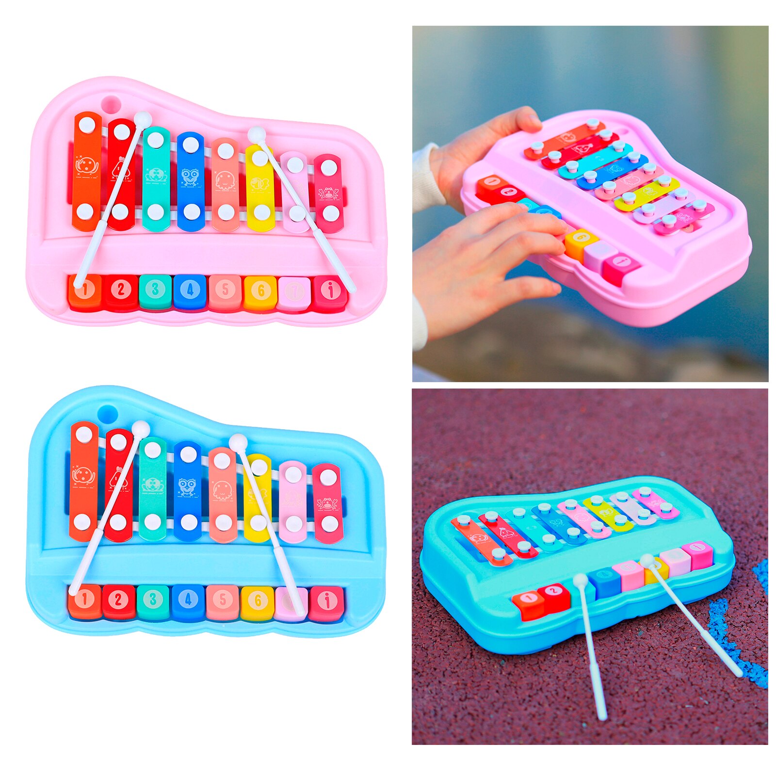 Wooden Xylophone Hitting Piano 8 Tone Kids Preschool Children