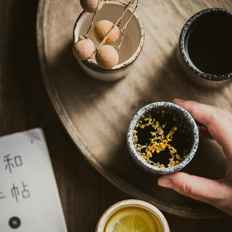 Japansk keramik kop hjemmelavet kop retro lille vinglas sake kop blomst te kop stentøj lille kop kaffekop