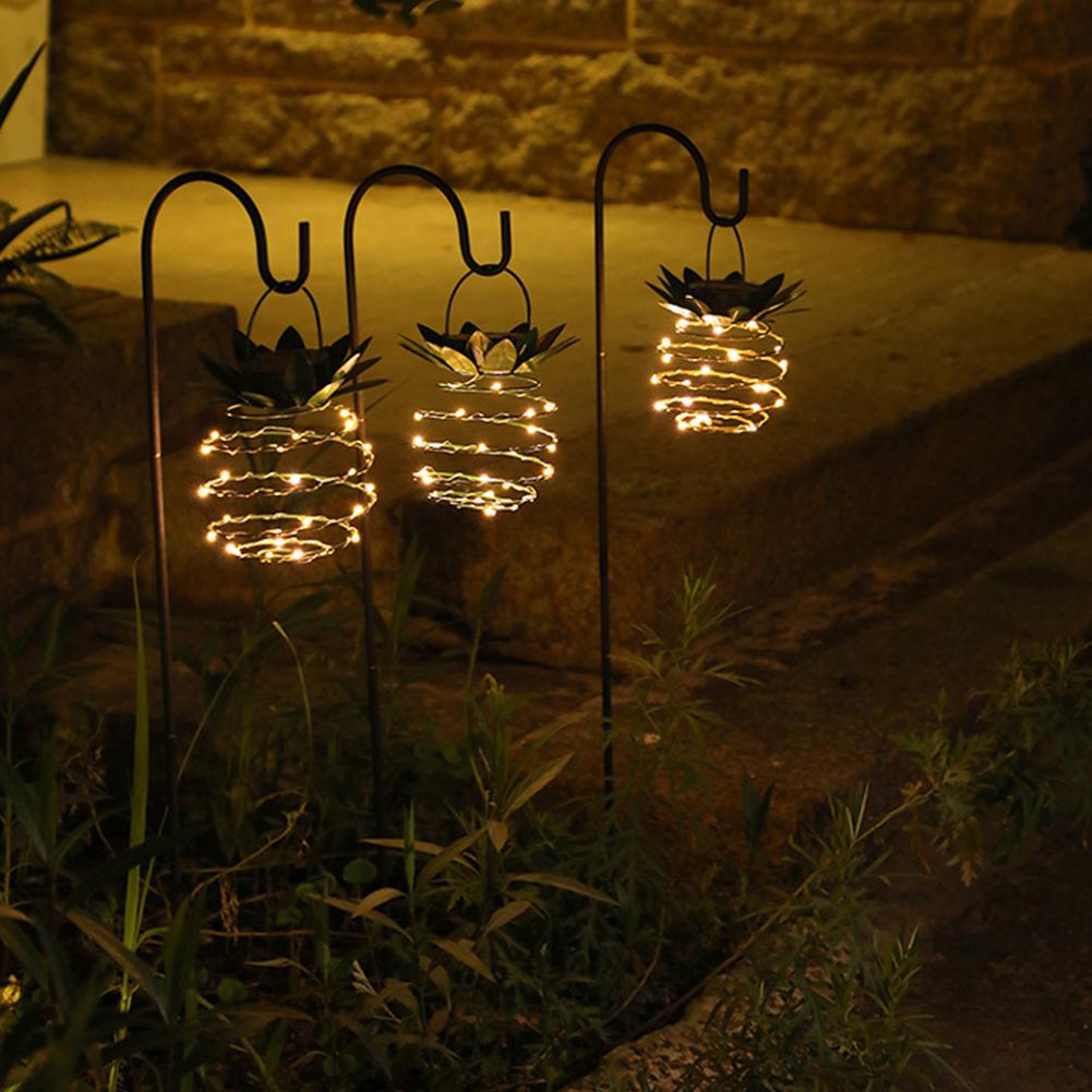 Glorystar led kobber lys solenergi lys string ananas lampe lanterne vandtæt udendørs havedekoration
