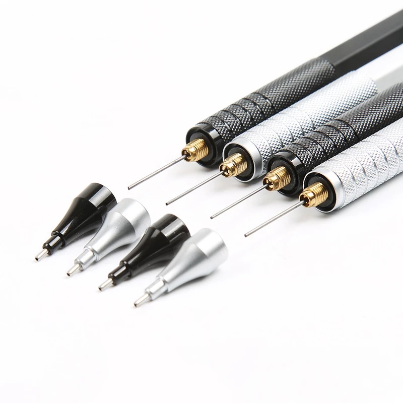Hochwertiges Druckbleistift-einstellen aus Metall mit Minenminen, Zeichnung, automatischer Bleistift, 0,3, 0,5, 0,7, 2,0 mm, Bleistift für Kunstbedarf