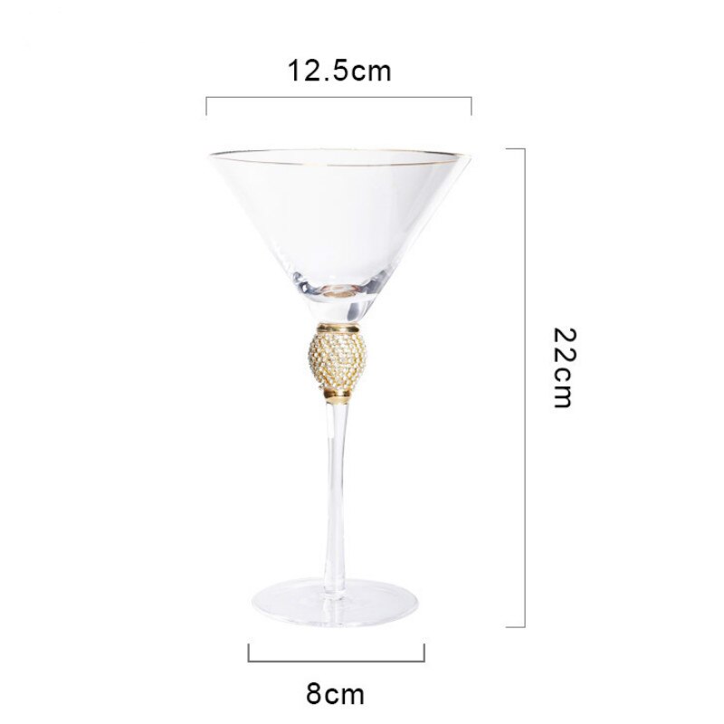Copa de lujo de 200-600ml, copa de champán hecha a mano con diamantes incrustados, de vacaciones, copa de vidrio de vino tinto: 210ml