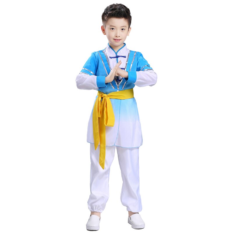 Boy Tae Kwon Do Kids Wushu Boy Chinese Traditional Clothing China Kungfu Suit Kung Fu Uniforms for Girls China Kungfu Costumes: sky blue / XL
