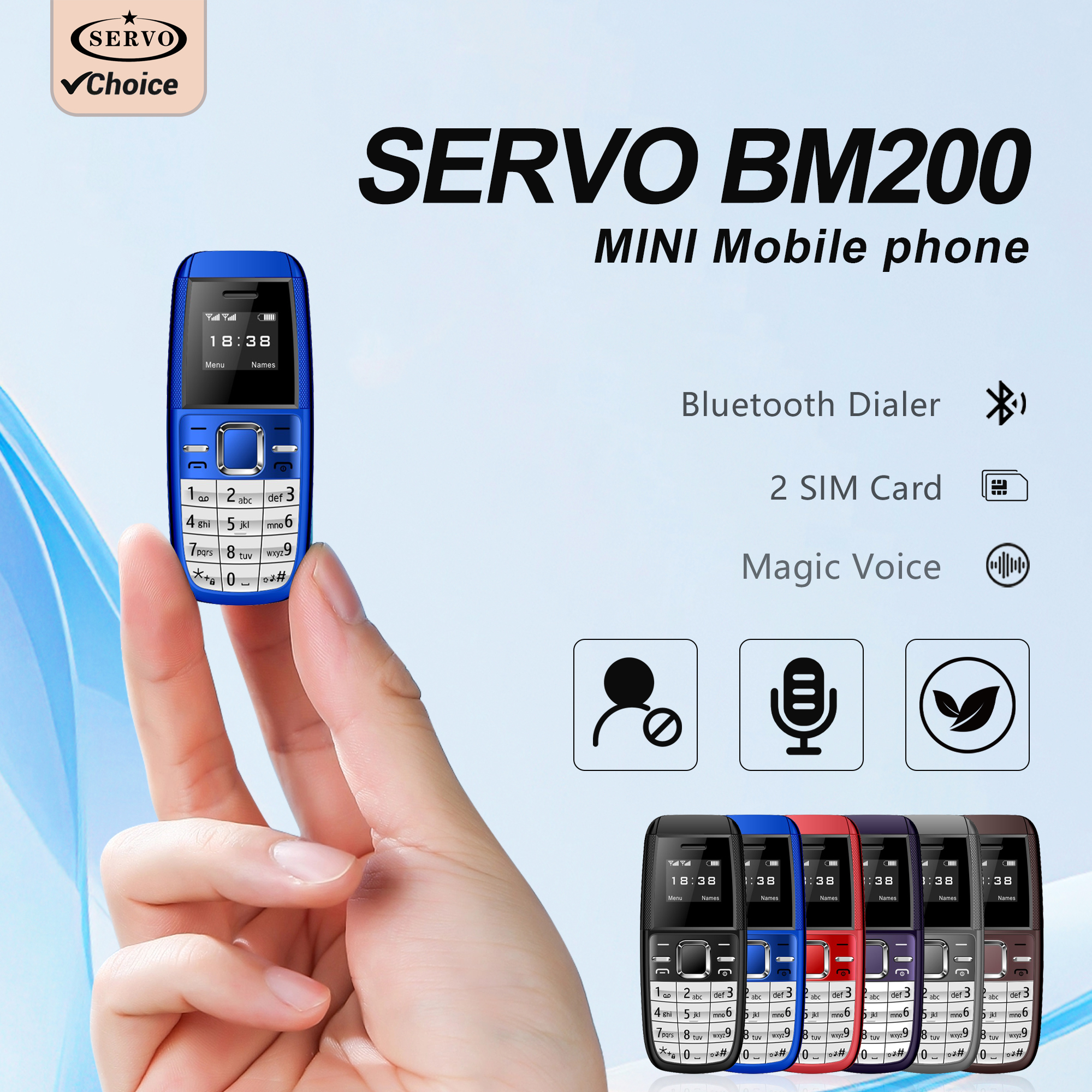 Servo BM200 botón Mini teléfono móvil 2G GSM 2 SIM en espera Bluetooth marcación voz mágica menor respaldo teléfonos móviles lista negra