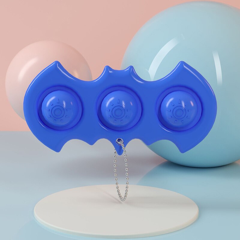 Adult Child Mini Push Bubble Sensory Toy Key Chain Autism Needs Squishy Stress Reliever Toys Funny Anti-stress Fidget Its: Blue-DD025M