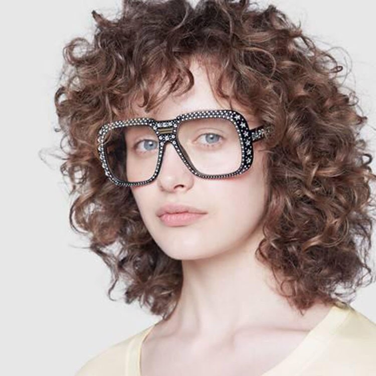 Trendy grote imitatie zonnebril met diamanten montuur, europese en amerikaanse persoonlijkheid, imitatie diamanten ster