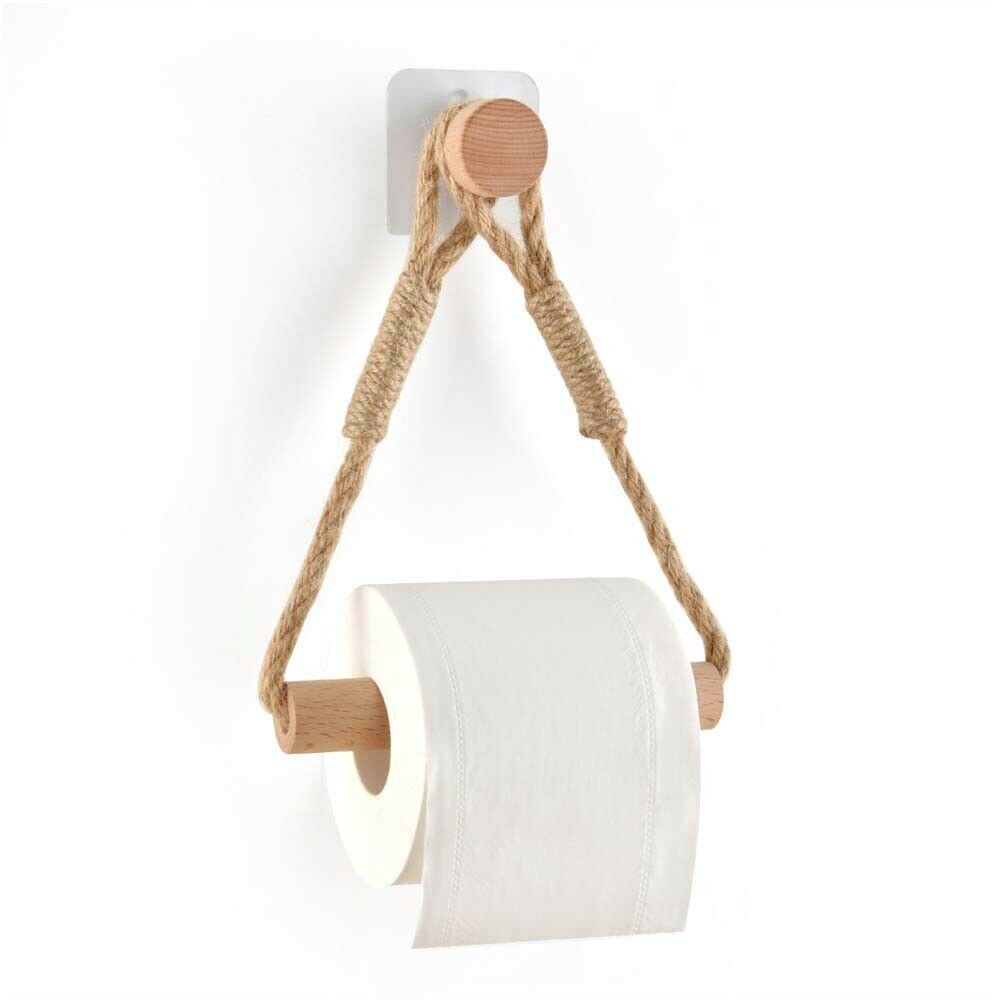 Rétro Chanvre Corde tissé à La Main Serviette Lanière Porte-Papier Hygiénique Cuisine Salle De Bain Mural porte-serviettes en papier porte-rouleau de papier: B 1SET