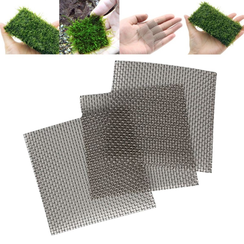5pcs Aquarium Fish Tank Stainless Steel Wire Mesh Pad Plants Moss Net Decor 8x8cm Stainless Steel Square Shape Wire Mesh Pad