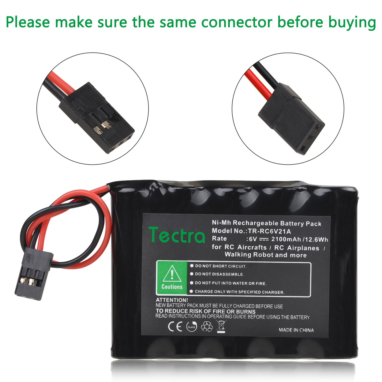 Paquetes de baterías NiMH RC de 6V y 2100mAh con conector Hitec para aviones RC y Robot para caminar, batería recargable de alta capacidad
