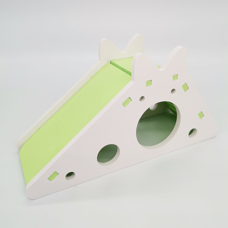 Scivolo per uccelli giocattolo criceto casa a scomparsa accessori per gabbia per pappagalli cavia scivolo in legno con scale giocattolo forniture per piccoli animali domestici: Green A