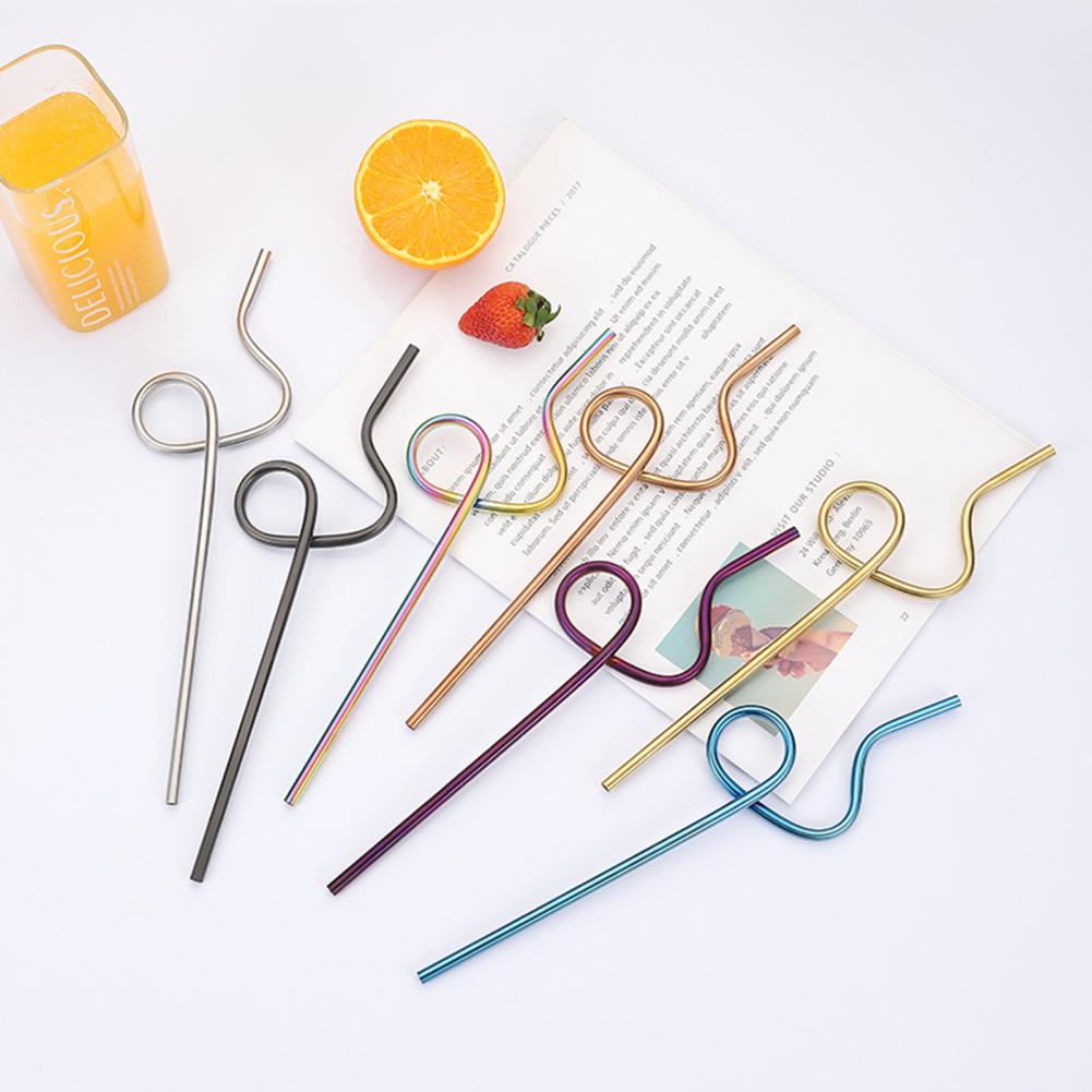 Drinking Straw Food Grade Rust-proof Stainless Steel Unique Shaped Polishing Surface Eco-friendly Metal Coffee Straws for Home
