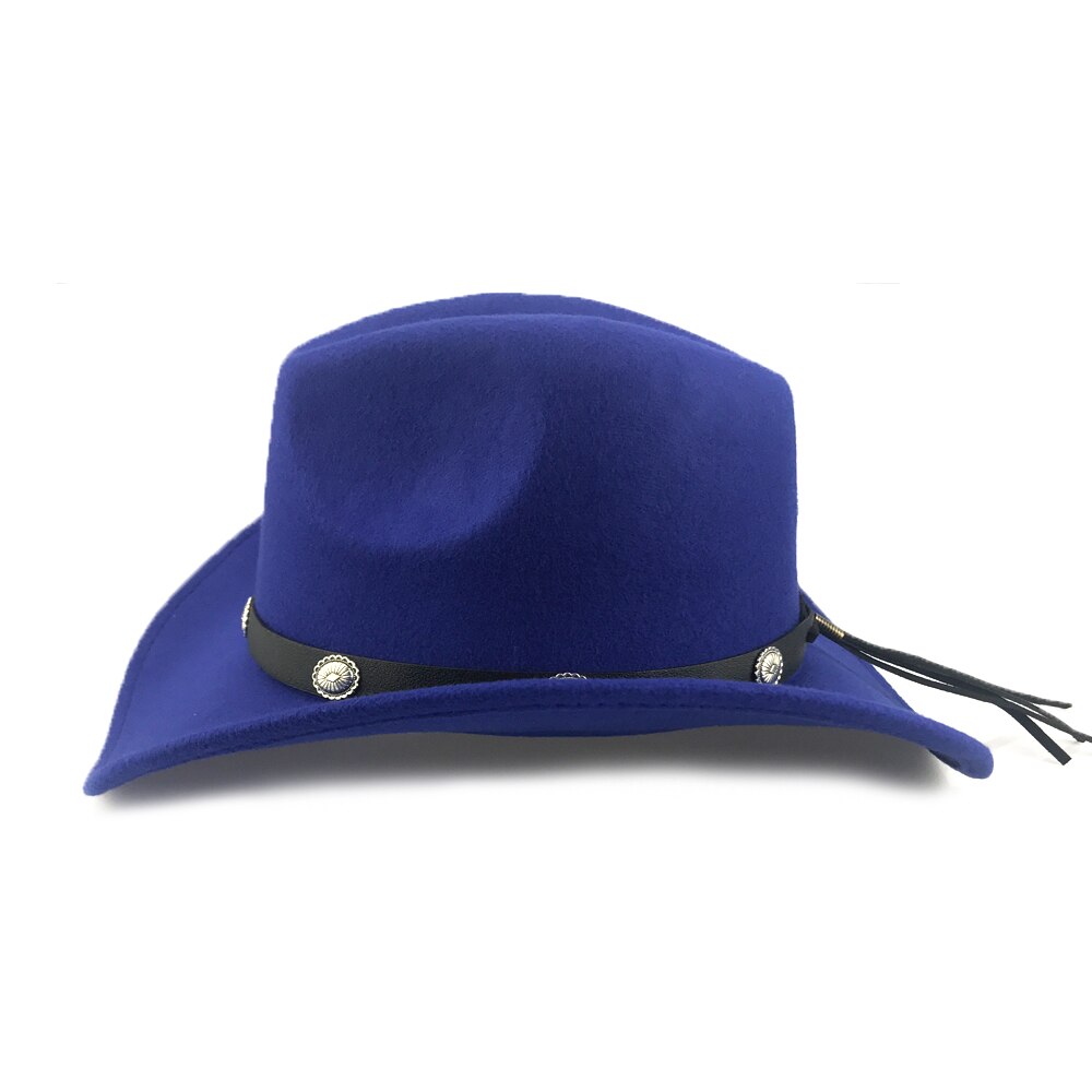 YY-gorra clásica de vaquero occidental para hombre y mujer, sombrero con cinturón de cuero pu, gorros de Jazz para vaquera, 9 colores, CB20070