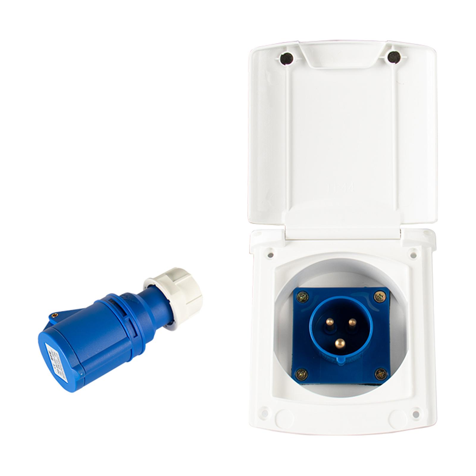 16A RV External Power Plug and Socket IP44 Waterproof Electrical Weatherproof Wall Outlets Fit for Outdoor Vacation Travel