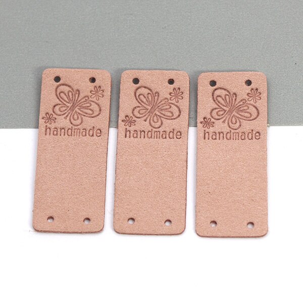 Etichetta fatta a mano farfalla 20 pezzi etichette in pelle per abbigliamento etichette fatte a mano per cucito cappello fai da te accessori per cucire 2x5CM 10 colori: 09