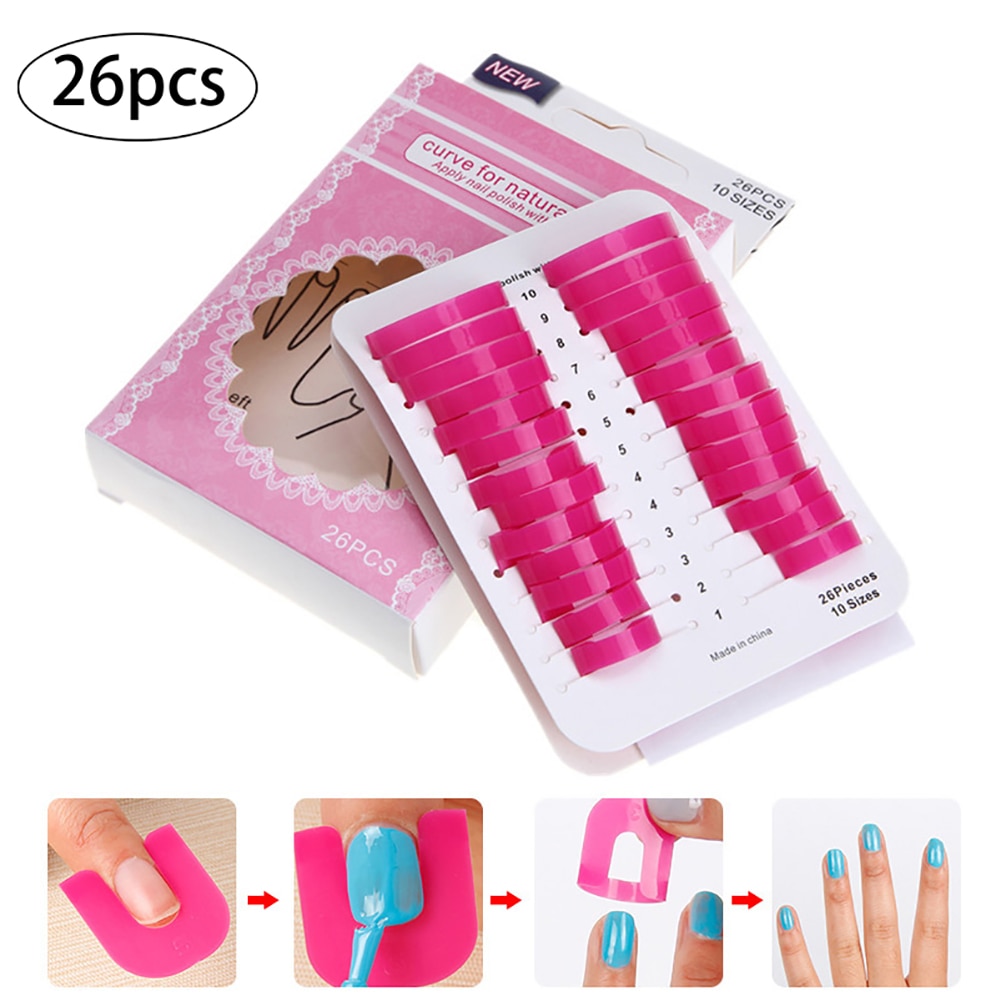 26Pcs Herbruikbare Nail Art Guide Nagellak Stencil Nagellak Spill Proof Manicure Protector Met 1 Vel Franse Nail sticker