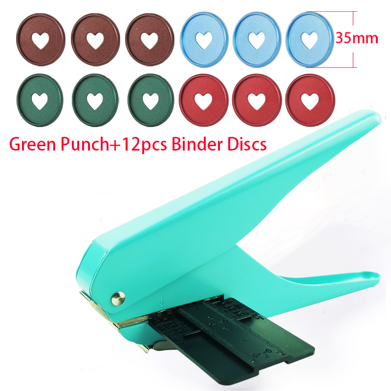 Metal Mushroom Hole Standard Punch T-shape Hole Book Punch Discs Binder Planner Binding Discs DIY Scrapbook Notebook Binder Ring: Green Punch-Option 3
