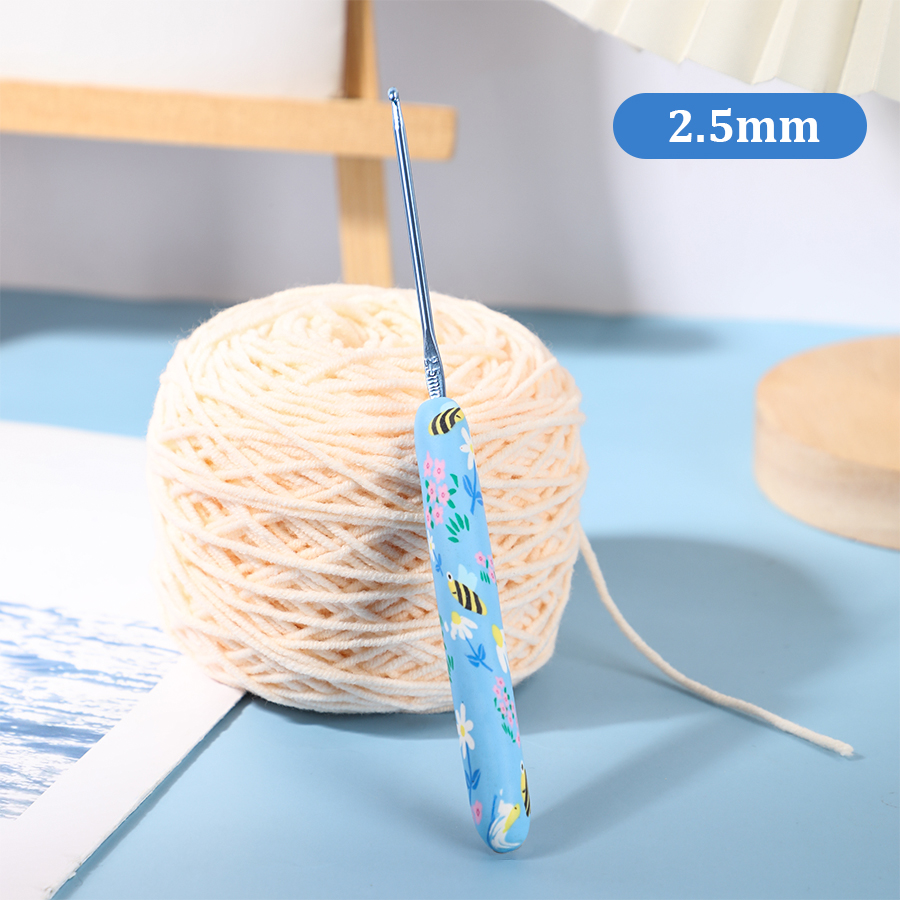 1 Stück/2,0–10,0 mm kleine Biene bedruckte Häkelnadeln, Häkelnadeln für Anfänger und Stricken, Häkelgarn, DIY-Bastelbedarf: Navy