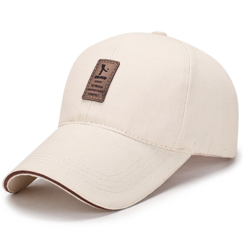 Baseball Cap Männer Frauen 100% Baumwolle Dicker Material Krempe Länger Keine reizung der Haut Plain Schwarz Sport Cool Einstellbar: Beige