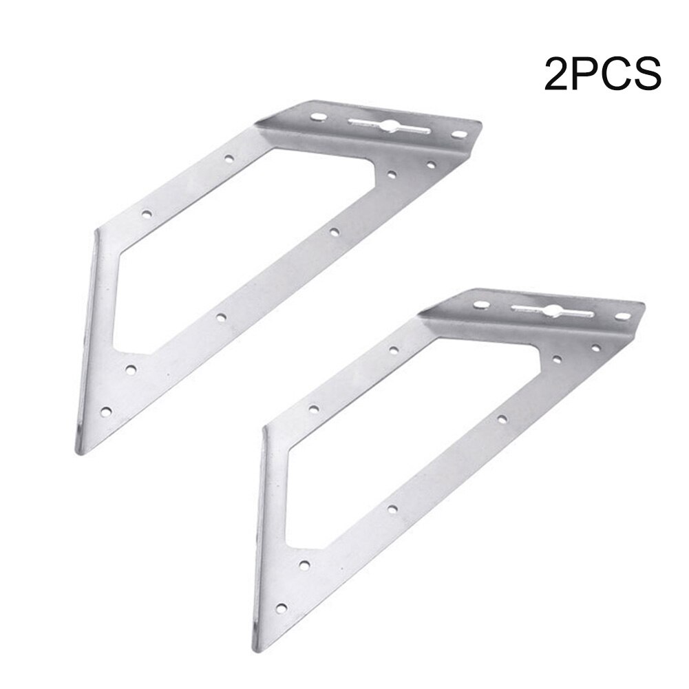 2pcs DIY Trapezoid Heavy Duty Furniture Home Corner Brace Joining Support Stainless Steel Silver Connector Shelf Bracket Modern