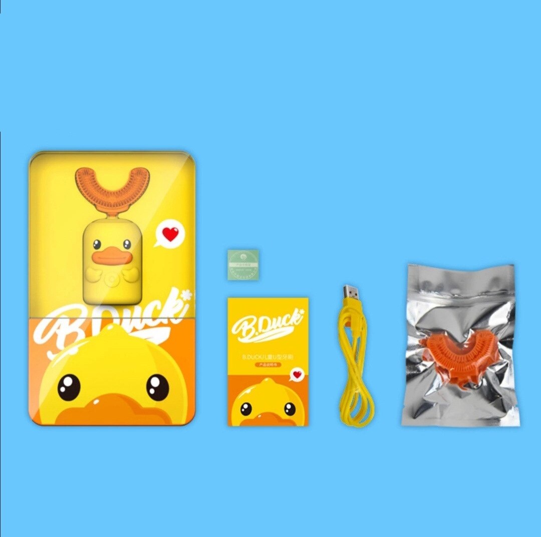 Neue Heiße freundlicher Elektrische Zahnbürste Nette Gelbe Ente U-förmigen Karikatur aufbringen Zähne für freundlicher mit Weichen Ersatz Kopf: Default Title