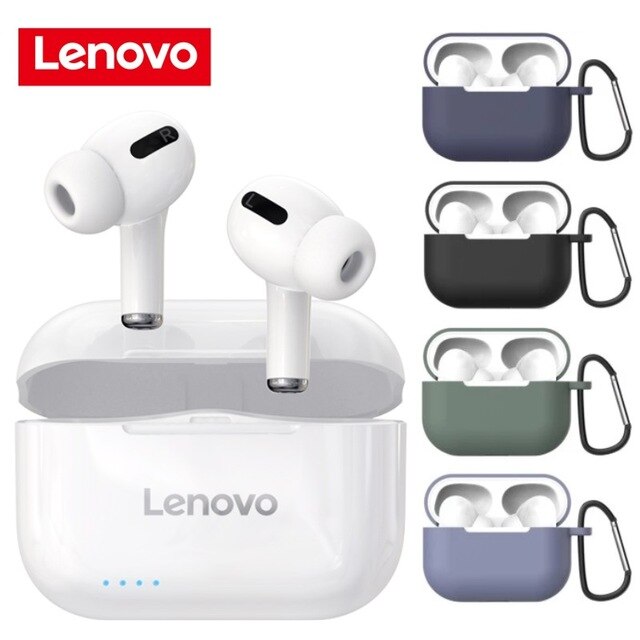 Lenovo LP1 Wireless Earphone Bluetooth 5.0 Dual Stereo Noise Reduction HIFI Bass Touch Control Long Standby 300mAH Headset: LP1S White Add Case