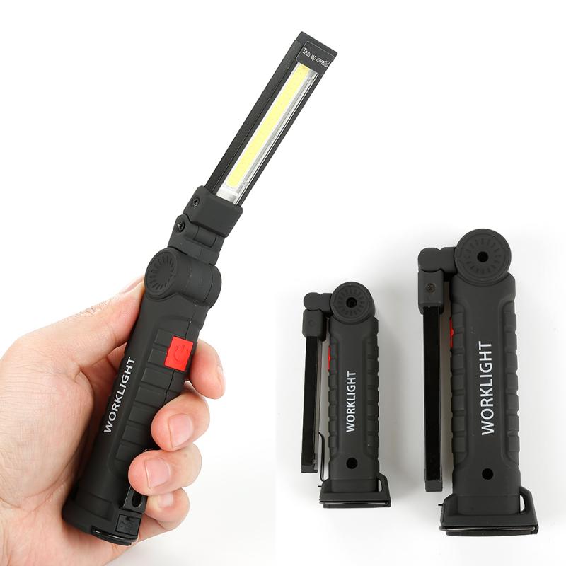LED Cob Handle Work Flashlight Foldable Torch Fold Work Hand Flash Light Bottom Magnet Built In Battery USB Charger