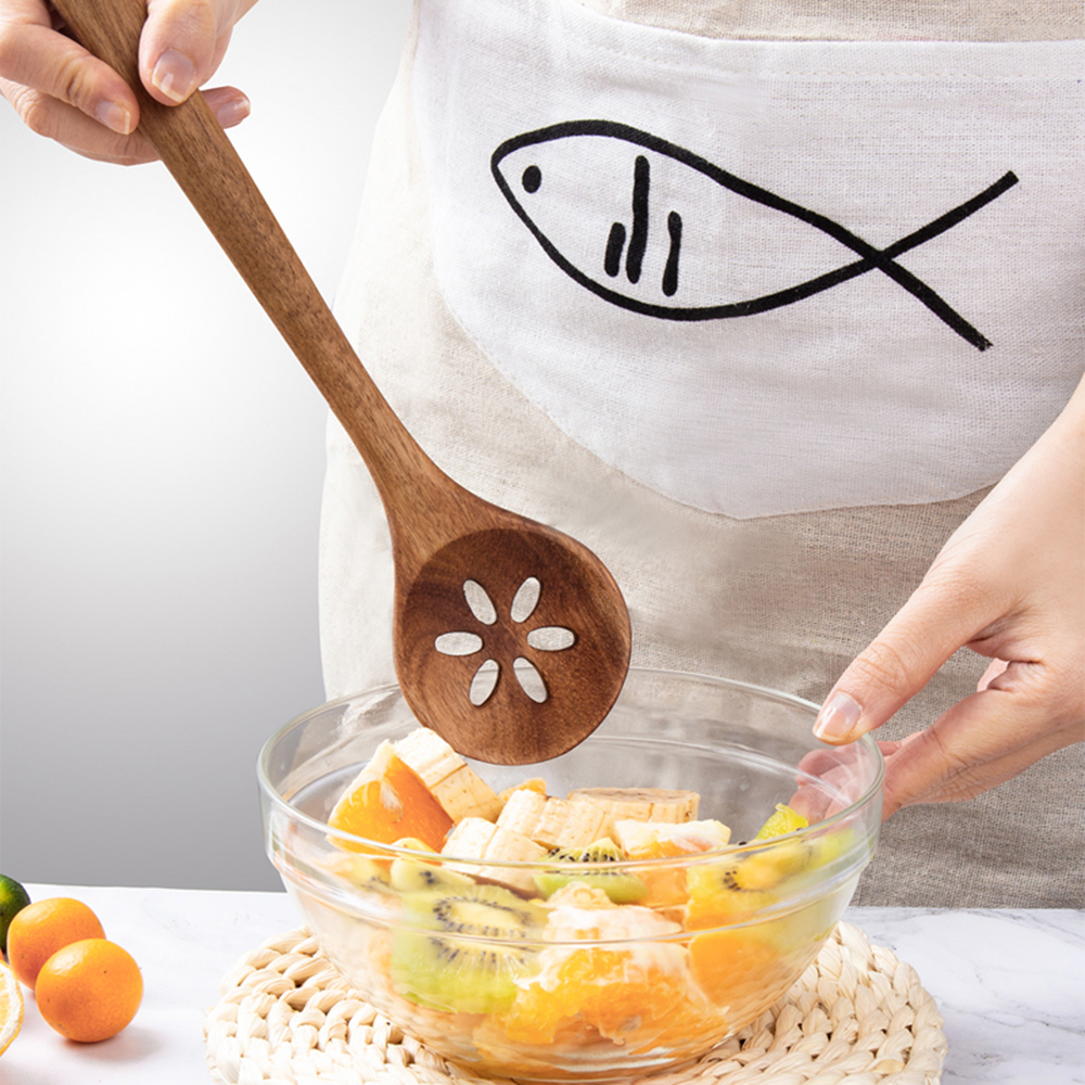 Cooking Tools Acacia Wood Kitchen Accessories Cooking Household Kitchen Non-stick Wooden Spatula Colander Wooden Set 1/5pcs