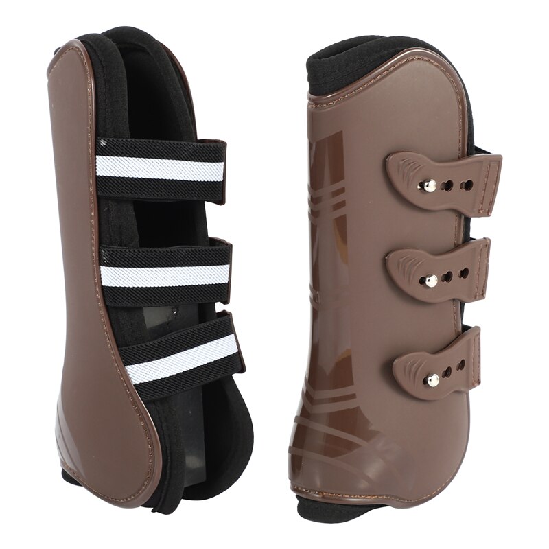 Equine Front Leg Guard Adjustable Horse Leg Boots PU Plus Neoprene Horse Knee Pads Protect Horse Leg Joints for Horse: brown
