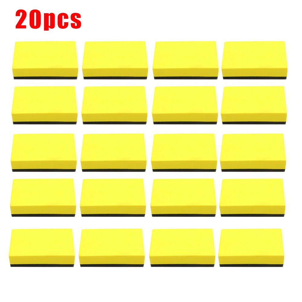 Éponge EVA pour revêtement céramique de voiture, 20 pièces, tampons applicateurs de cire, jaune 7.5x5x1.5cm, accessoire de polissage pour automobile