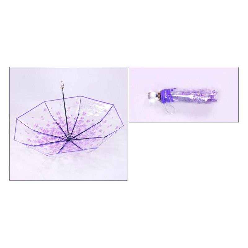 Kersenbloesems Transparante Paraplu Compact Vouwen Winddicht Stijl Clear Paraplu Regen Voor Vrouwen Mannen Zon Regen Paraplu: Paars