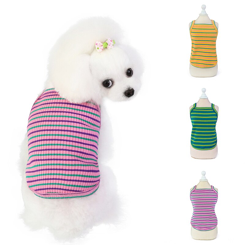 chien vêtements chiot gilet Camisole mignon arc-en-ciel rayé T-shirt été chien vêtements chemise Ropa Perro