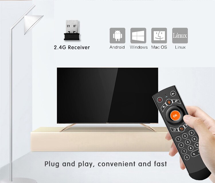 Google stemmeassistent luftmus fjernbetjening 2.4 ghz mini trådløs android tv kontrol og læringsmikrofon til computer pc android tv