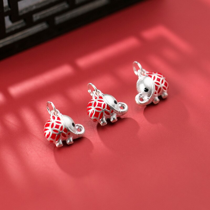 Meetsoft modisch 925 Sterling silber niedliche rot elefantenanhänger, speziell für diy-handarbeit-schmuck, beugt allergien vor.