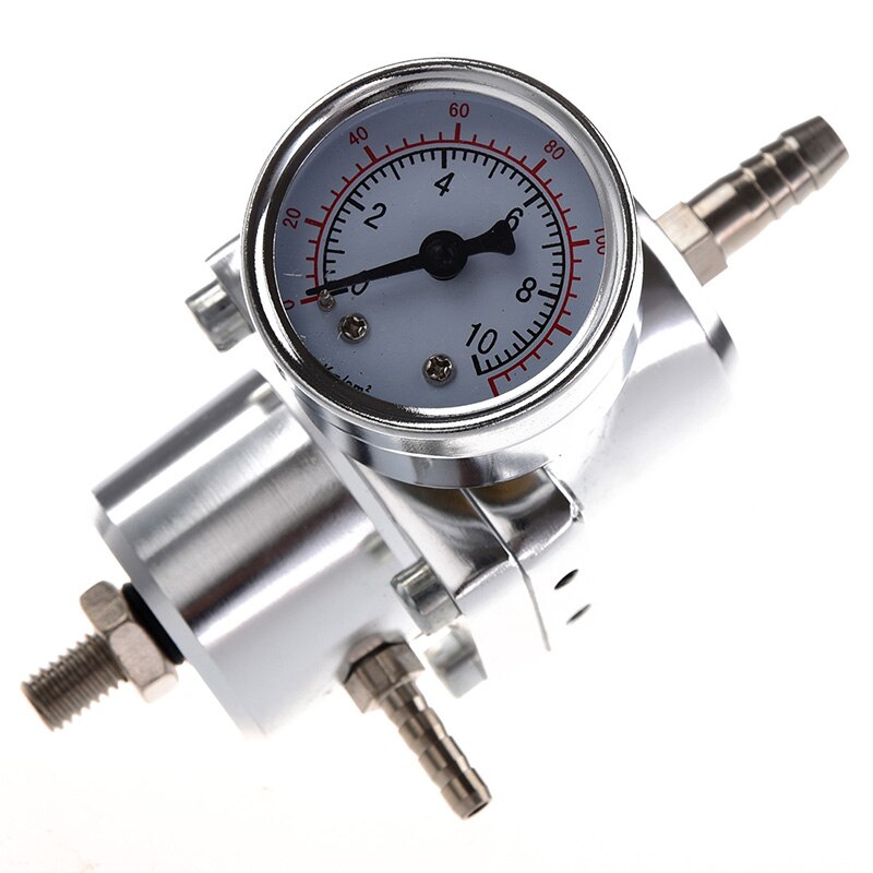 Universal Car Adjustable Fuel Pressure Regulator with Gauge Silver: Default Title