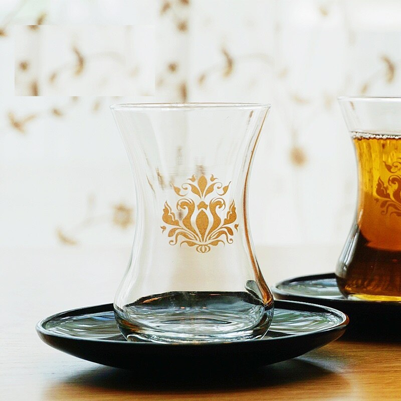 Juldekorationer för hem turkiet importer glas kaffekopp svart te kopp te set dryck kopp med fat set hushållssked