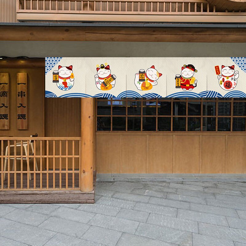 Japansk dør gardin skillevæg kort gardin sushi butik multi-åbent gardin dekoration stof gardin køkken gardin